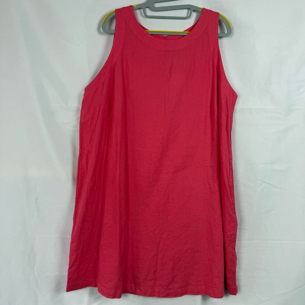 A New Day Cotton Linen Blend Pink High Neck A Line Mini Shift Dress NWT Size XXL
